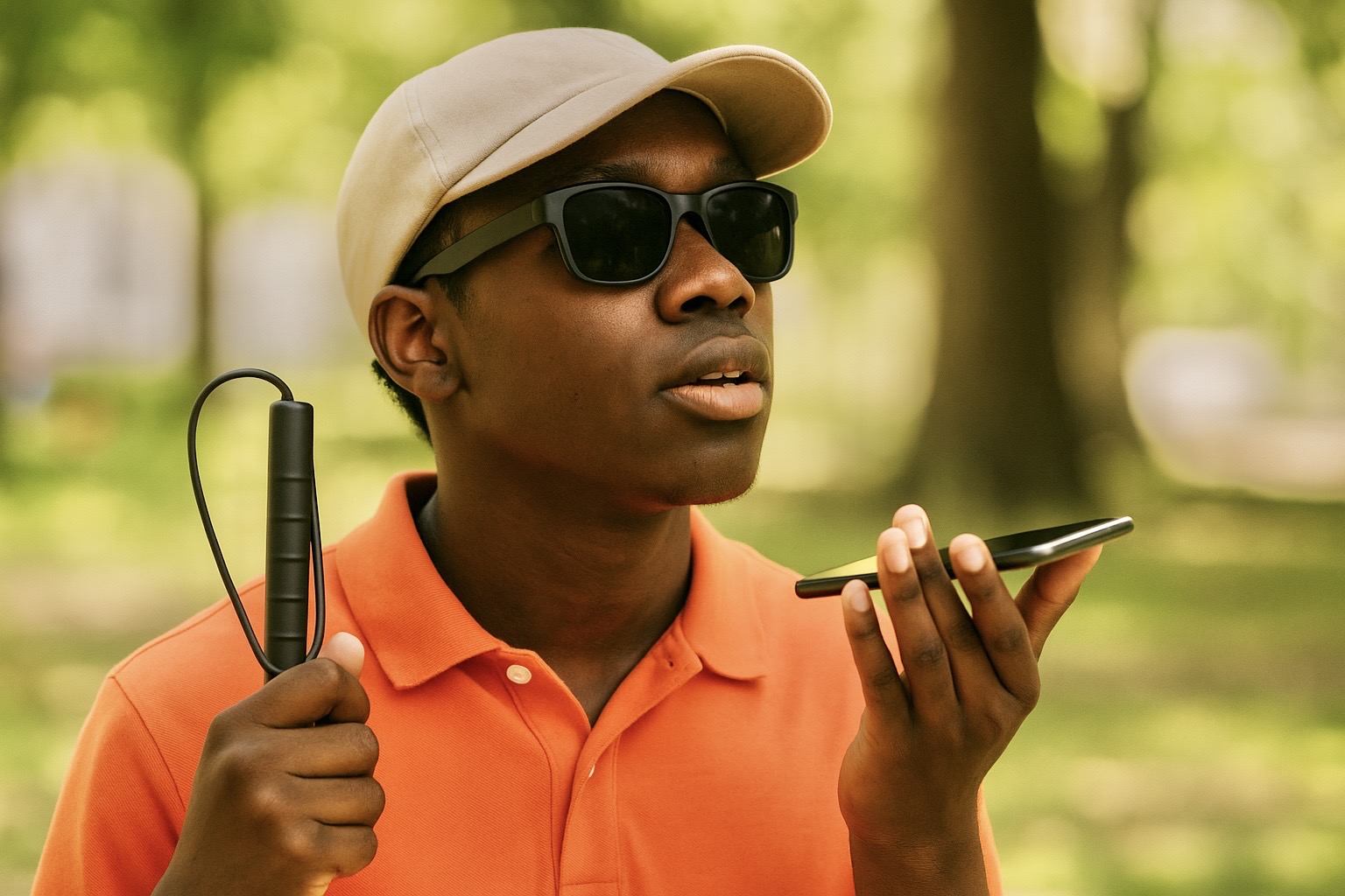 Visually impaired teen using Waide navigation app